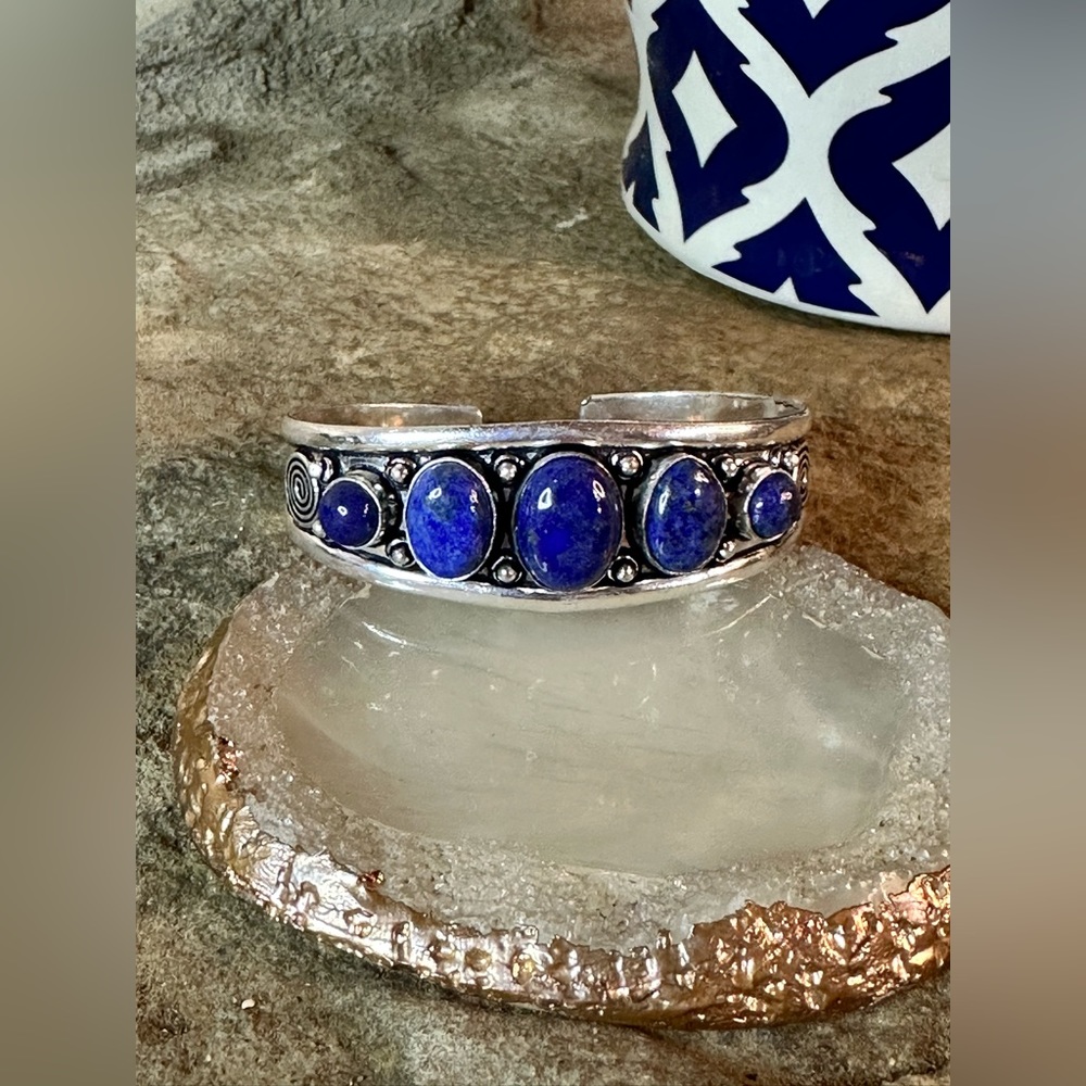 Silver Lapis Lazuli Stone Bracelet